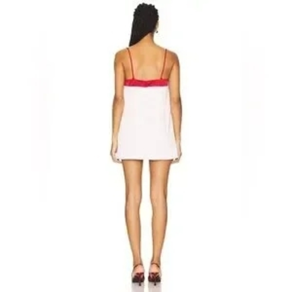 Free People Pink Mini Slip Dress with Red Satin Trim - Picture 2 of 9
